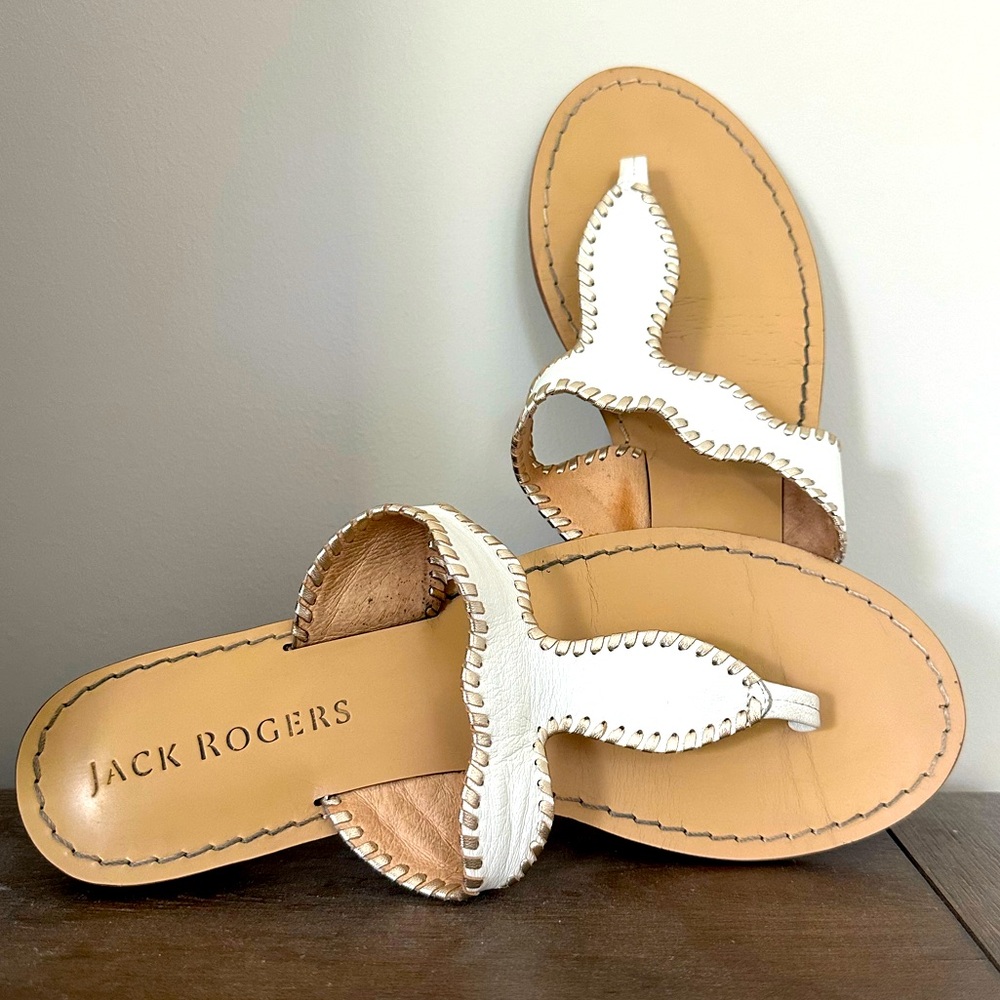 Jack Rogers Jackie Demi Wedge Sandals - White/Platinum